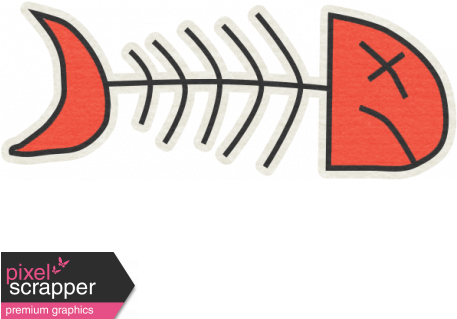 Red Fish Bone Sticker - Cat Clipart Fish (456x456), Png Download