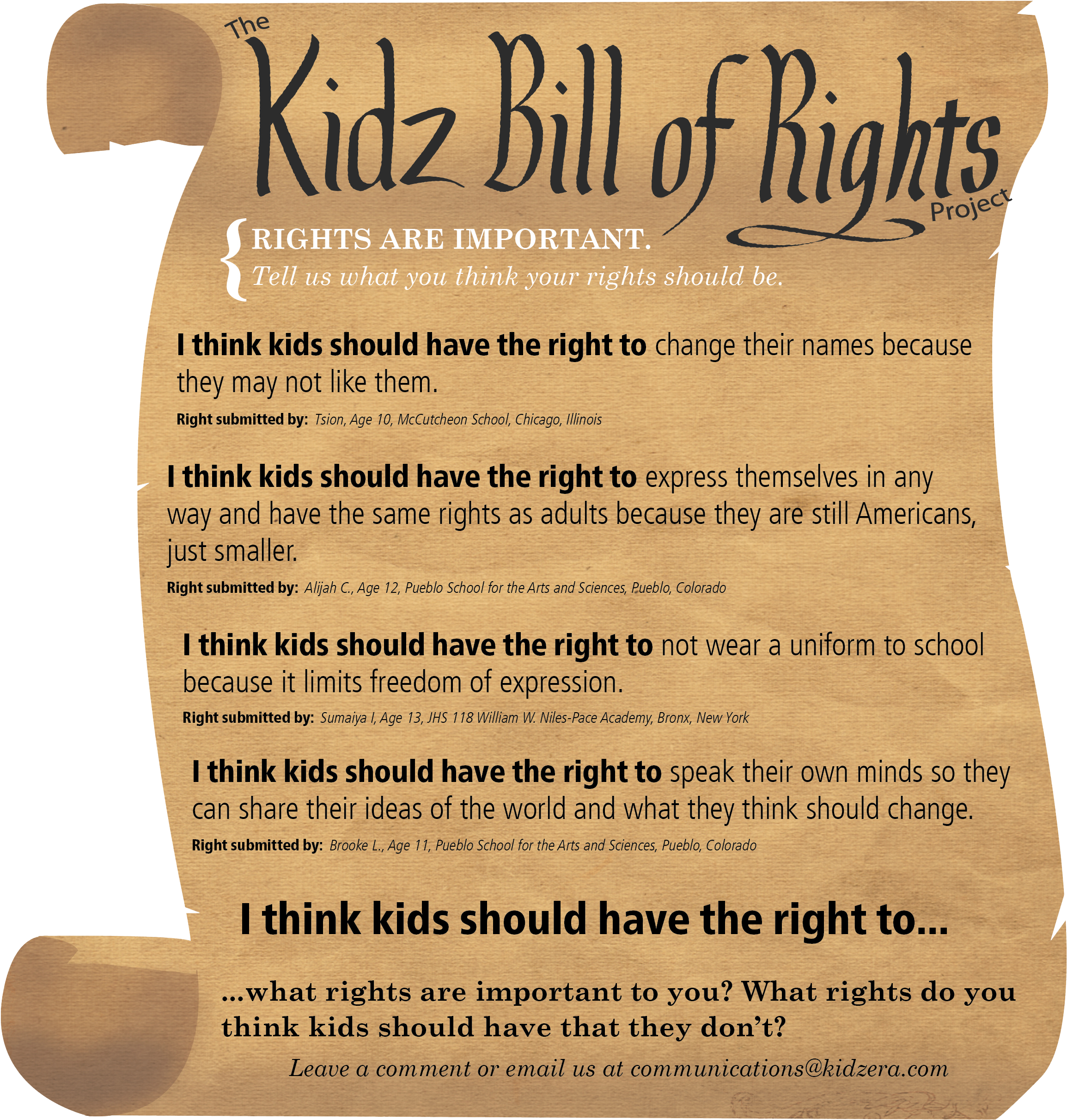 Kidz Bill Of Rights-what Rights Do You Think Kids Should - English Bill Of Rights (2340x2580), Png Download