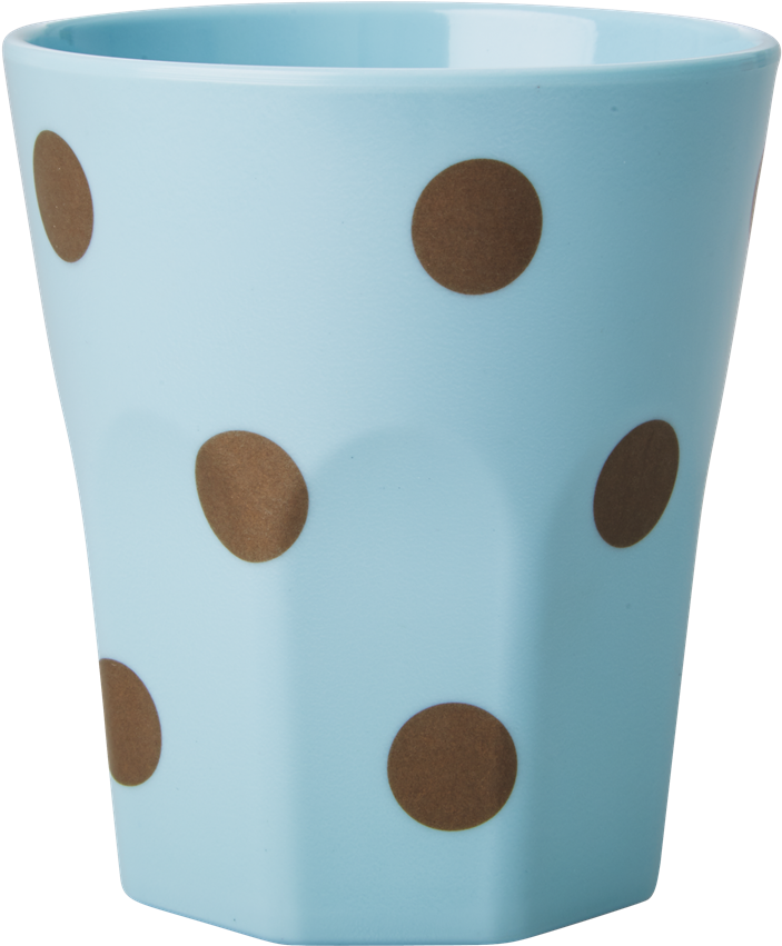 Large Blue Melamine Cup With Gold Polka Dots - Melamine Large Cup With Gold Polka Dots Available In (850x850), Png Download
