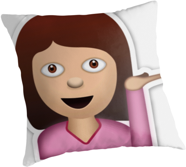 "sassy Girl Emoji" Throw Pillows By Dxstract - Obviously Emoji (875x875), Png Download