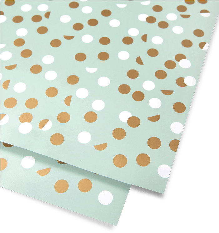 Gold & White Dot Mint Wrapping Paper - Polka Dot (700x750), Png Download