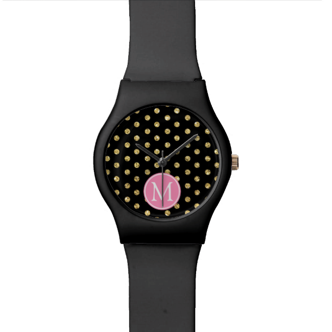Elegant Black And Gold Polka Dots Wristwatches - Swimming Pool (650x650), Png Download