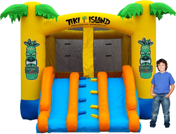 Vancouver Bouncy Castle - Blast Zone Tiki Island Combo 10 Commercial Inflatable (564x430), Png Download