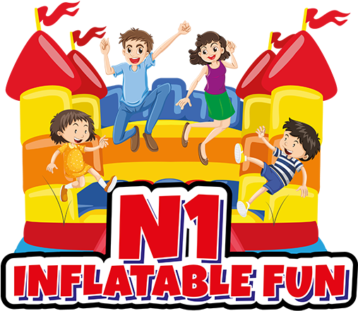 N1 Inflatable Fun - Eine Glückliche Familie Postkarte (550x550), Png Download