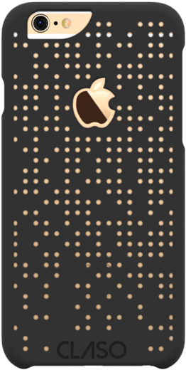 Midnight Black Dotted View Case For Iphone 6 Gold Back - Polka Dot (267x527), Png Download