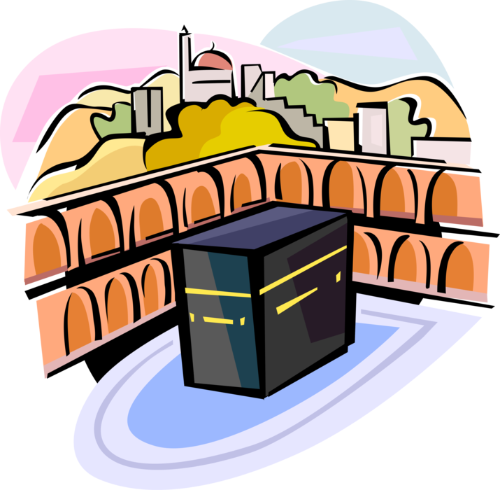 Vector Illustration Of Grand Kaaba Islam Sacred Mosque, - Great Mosque Of Mecca (715x700), Png Download