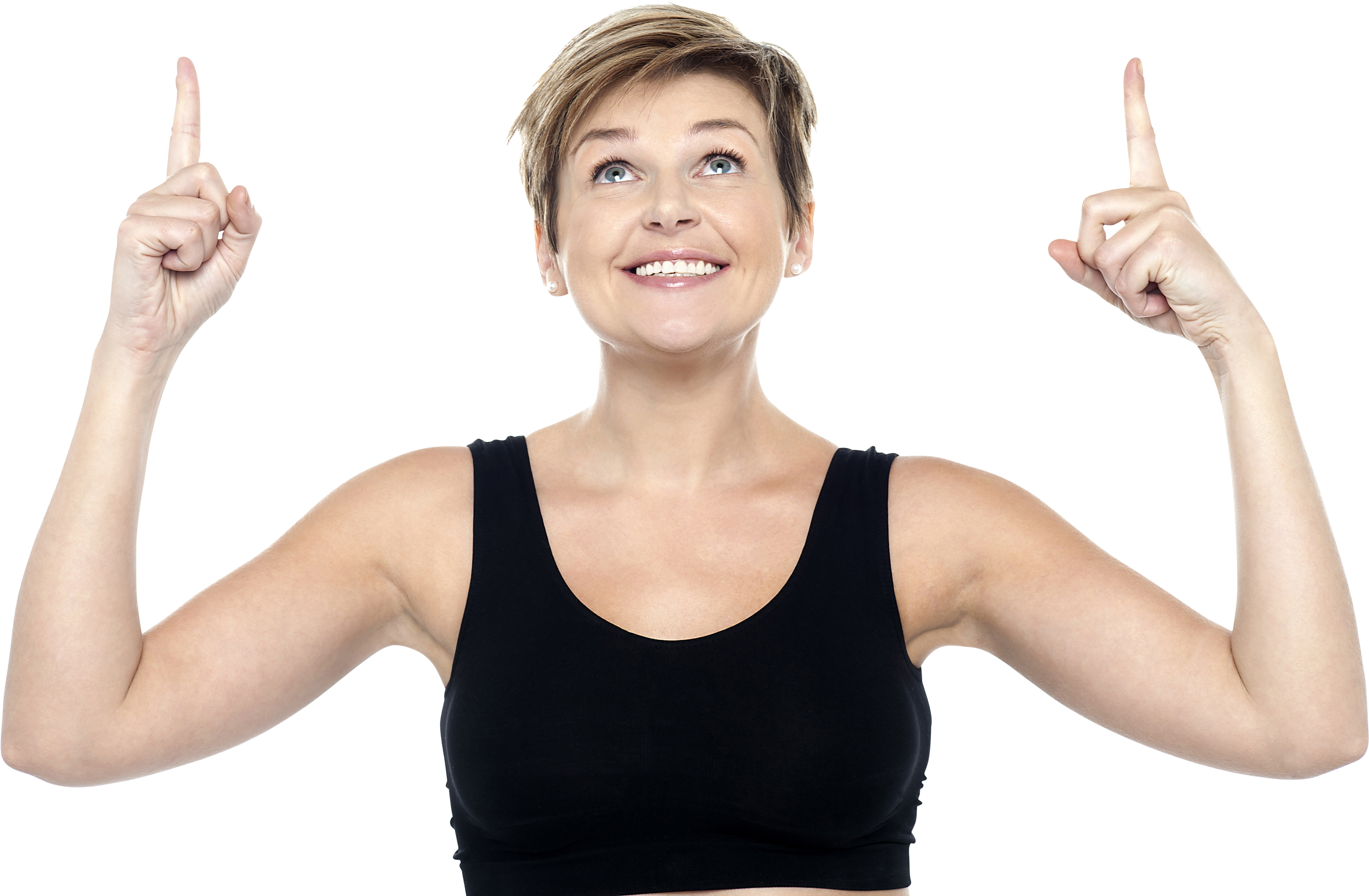 Women Pointing Top Free Commercial Use Png Images - Girl (4809x3200), Png Download