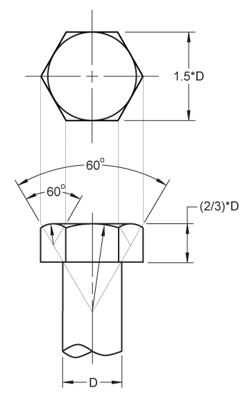 How Do You Draw A Bolt Or Nut - Technical Drawing (356x578), Png Download