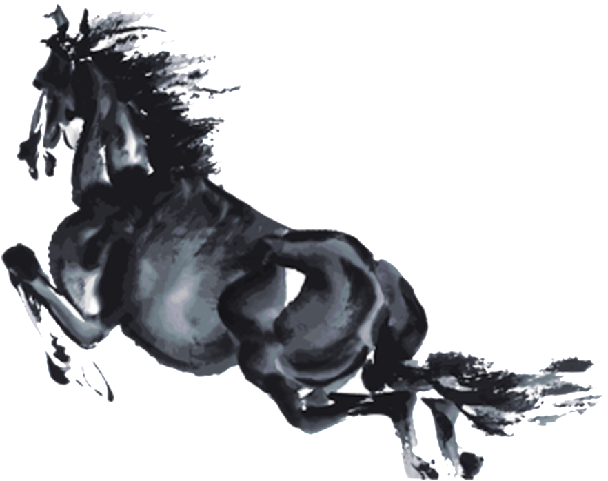 Black Ink Running Horse Pattern Design - Water Color Horse Png (1024x1024), Png Download