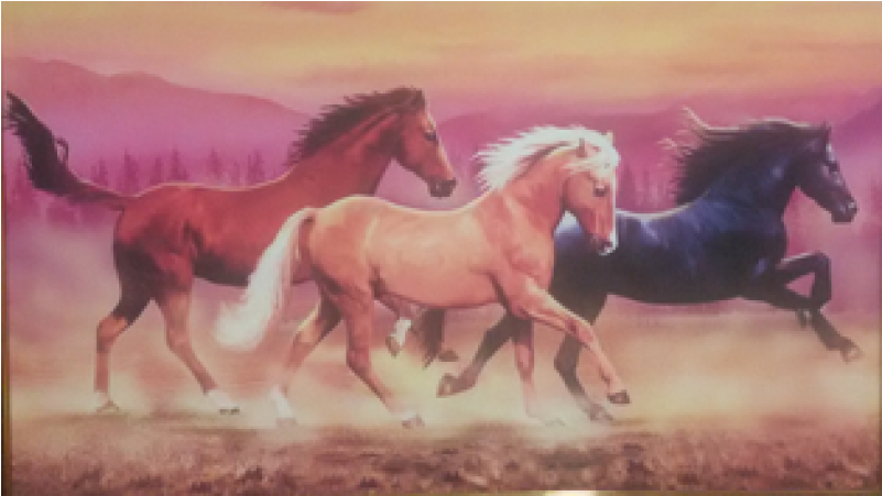Running Horses- Vastu & Feng Shui Canvas Print - Run Horse Painting (800x800), Png Download