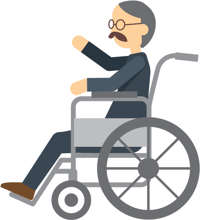 Cartoon Elderly Man Sitting In Wheelchair - Man In Wheelchair Cartoon (650x720), Png Download