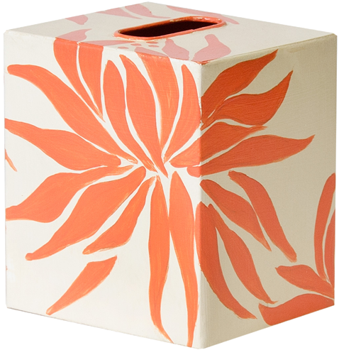 Worlds Away Kleenex Box Cream Floral - Dahlia Lavender And Cream Tissue Box By Worlds Away (800x800), Png Download