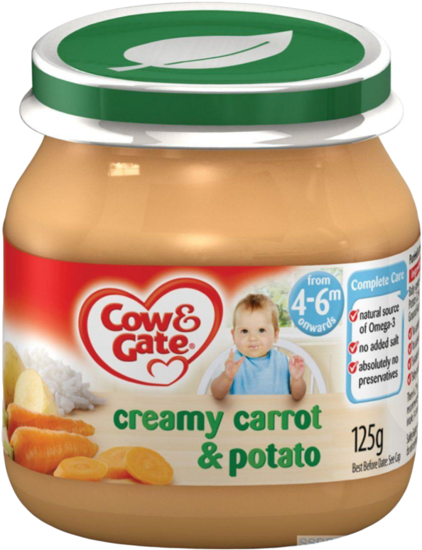 Cow & Gate Creamed Carrot & Potato Baby Food Jar For - Cow & Gate Creamy Carrot & Potato 4-6 Months (1024x1024), Png Download