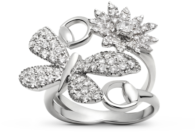 Gucci Gucci Flora Ring - Gucci Gucci Flora Collection Ring, White Gold 12 (800x800), Png Download