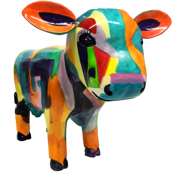 Beatrice Painted Sculpture - Animal Figure (581x600), Png Download