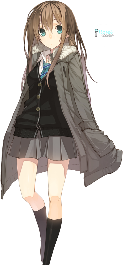 Scia Scripture - Anime School Girl Png (600x1032), Png Download