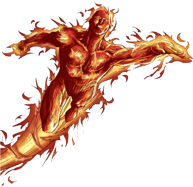 Human Torch Png Photo - Marvel Human Torch Comic Png (653x640), Png Download