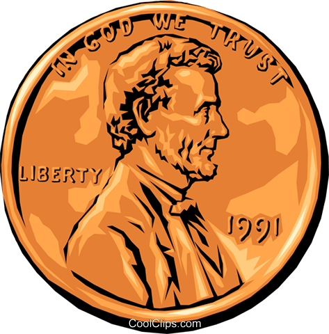 Lincoln Penny Royalty Free Vector Clip Art Illustration - Coin Clipart (473x480), Png Download