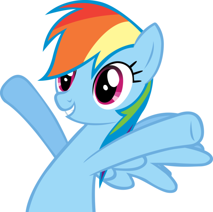 Fanmade Rainbow Dash With Hooves Up By Rainbowcrab - My Little Pony Hooray (895x892), Png Download