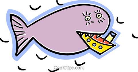 Whale Eating A Ship Royalty Free Vector Clip Art Illustration - Whale Eating Clipart (480x250), Png Download