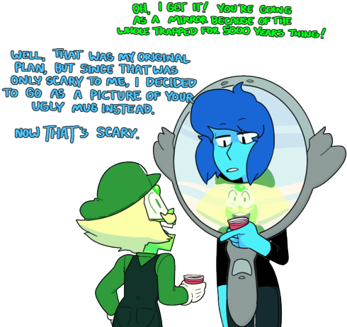 Her Physical Costume Was That Of A Mirror, But Spiritually - Steven Universe Bismuth And Peridot (500x482), Png Download