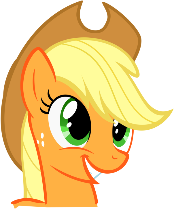 Sgt-squid, Safe, Simple Background, Solo, Transparent - Applejack Smile (724x1024), Png Download