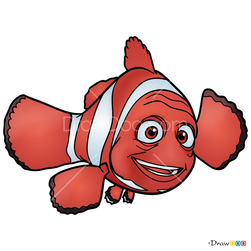 How To Draw Marlin Dory And Nemo Png Nemo Chibi Characters - Finding Nemo (998x998), Png Download