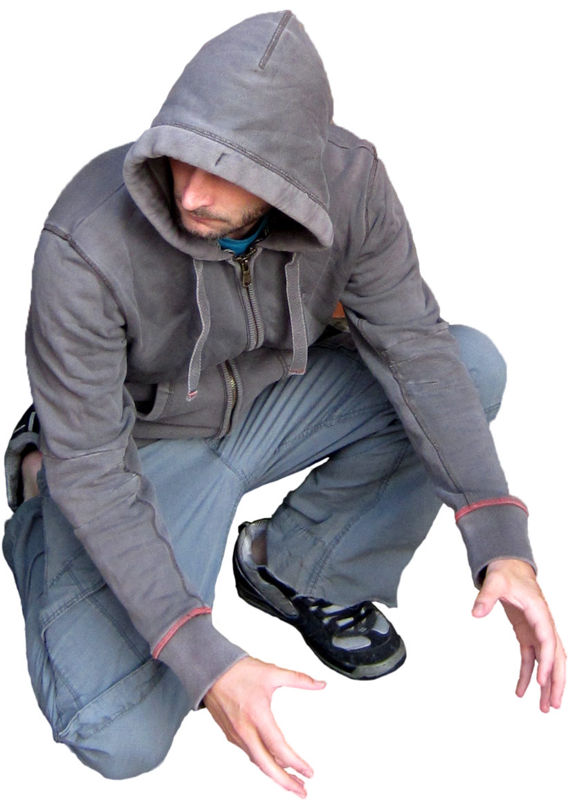 Report Abuse - Man In Hoodie Kneeling (900x1204), Png Download