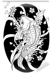 Vector Illustration Graphic Background Koi Fish Tattoo - Koi Fish Tattoo Vector (400x400), Png Download