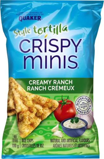 Quaker® Crispy Minis® Tortilla Style Creamy Ranch Rice - Quaker Crispy Minis Sea Salt & Lime Rice Chips (336x513), Png Download