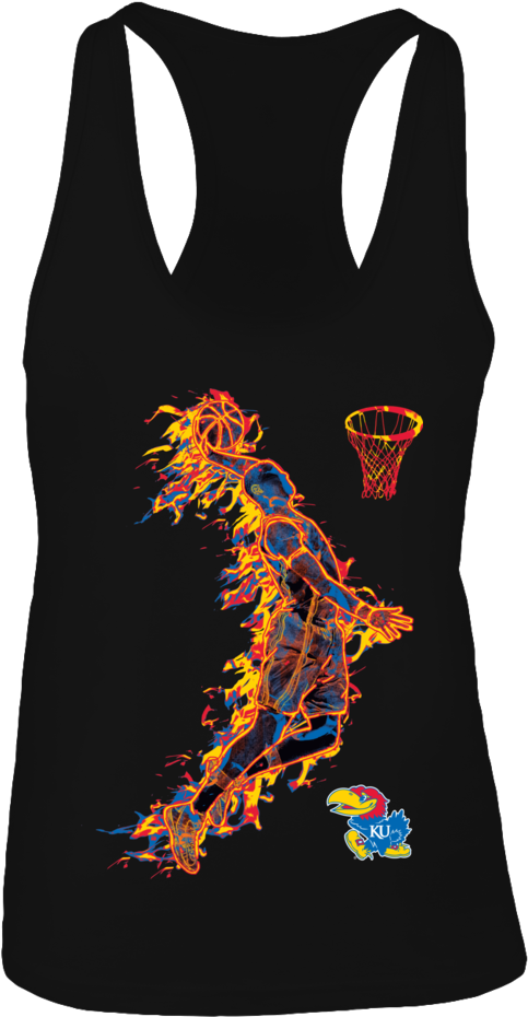 Kansas Jayhawks Basketball Player On Fire Shirt - Shirt (1000x1000), Png Download