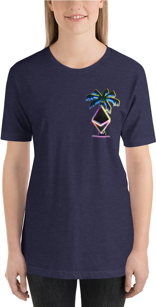 3d Ethereum Palm Tree Short Sleeve Women's T Shirt - T-shirt (1000x1000), Png Download