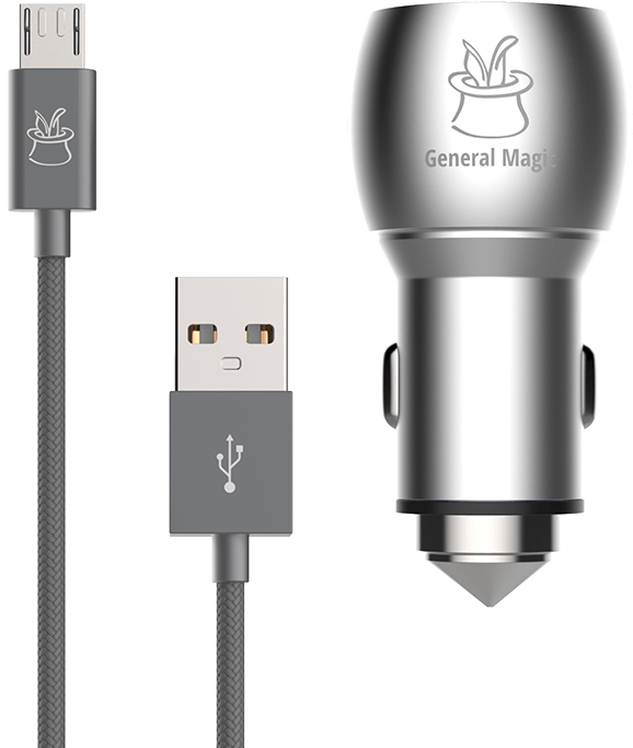 High Power Aluminum Dual Usb Car Charger Braided Extra - Usb (750x750), Png Download