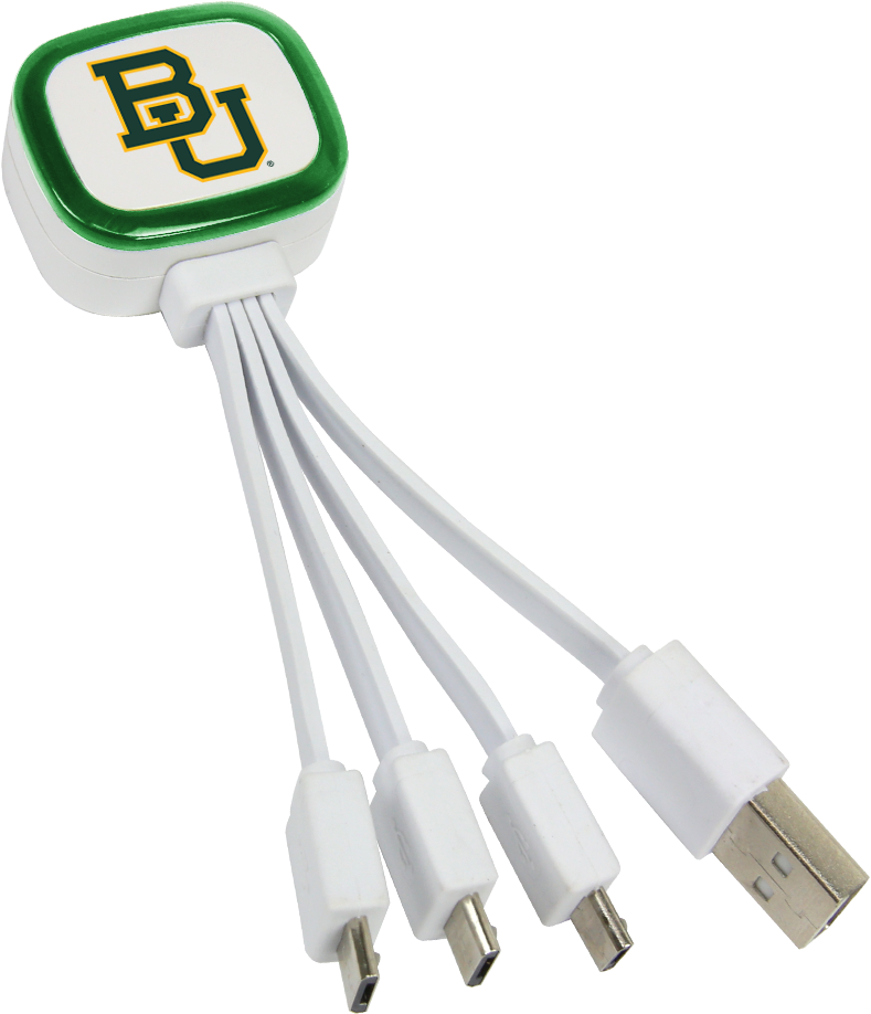 Tri-charge Usb Cable - Ncaa Tri-charge Usb Cable W/ Lightning Adapter Baylor (1000x1000), Png Download