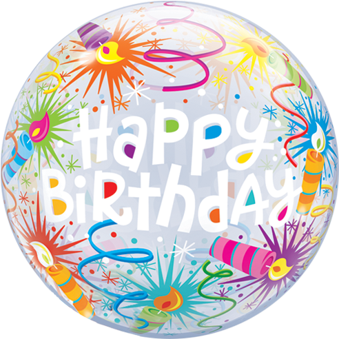 22" Happy Birthday Lit Candles Bubble Balloon - Clear Happy Birthday Balloons (500x500), Png Download