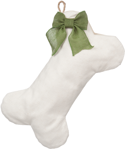 Woven Dog Bone Christmas Stocking With Optional Bow - Dog Bone Christmas Stocking (600x541), Png Download