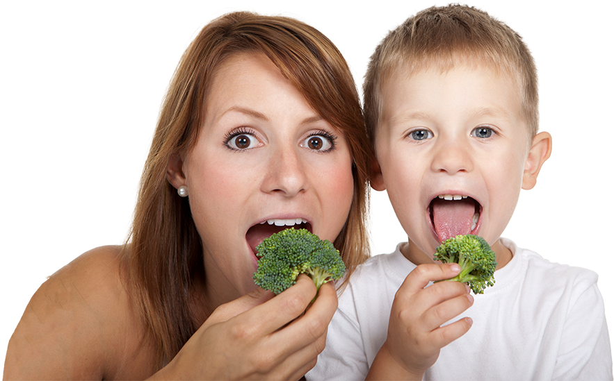 Picture Of Mother And Son Eating Broccoli - Moss (1600x548), Png Download