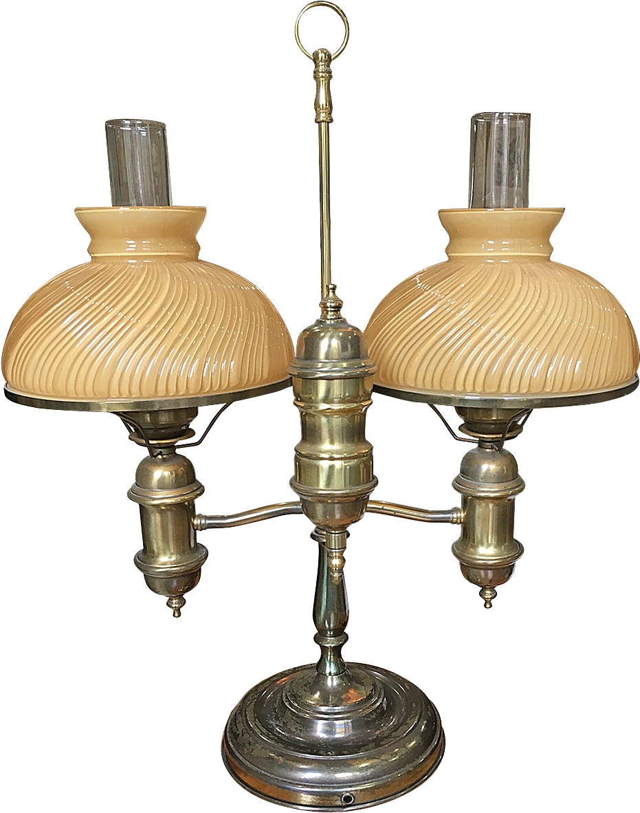 Antique 19th Century Electrified Double Student Oil - Light Fixture (1200x1200), Png Download