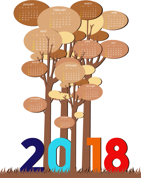 Free Png 2018 Png Calendar Template Png Images Transparent - Descargar Gratis La Imagen Del 2018 (480x605), Png Download