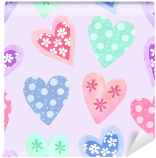 Watercolor Seamless Pattern For Valentine's Day Wall - Watercolor Painting (400x400), Png Download