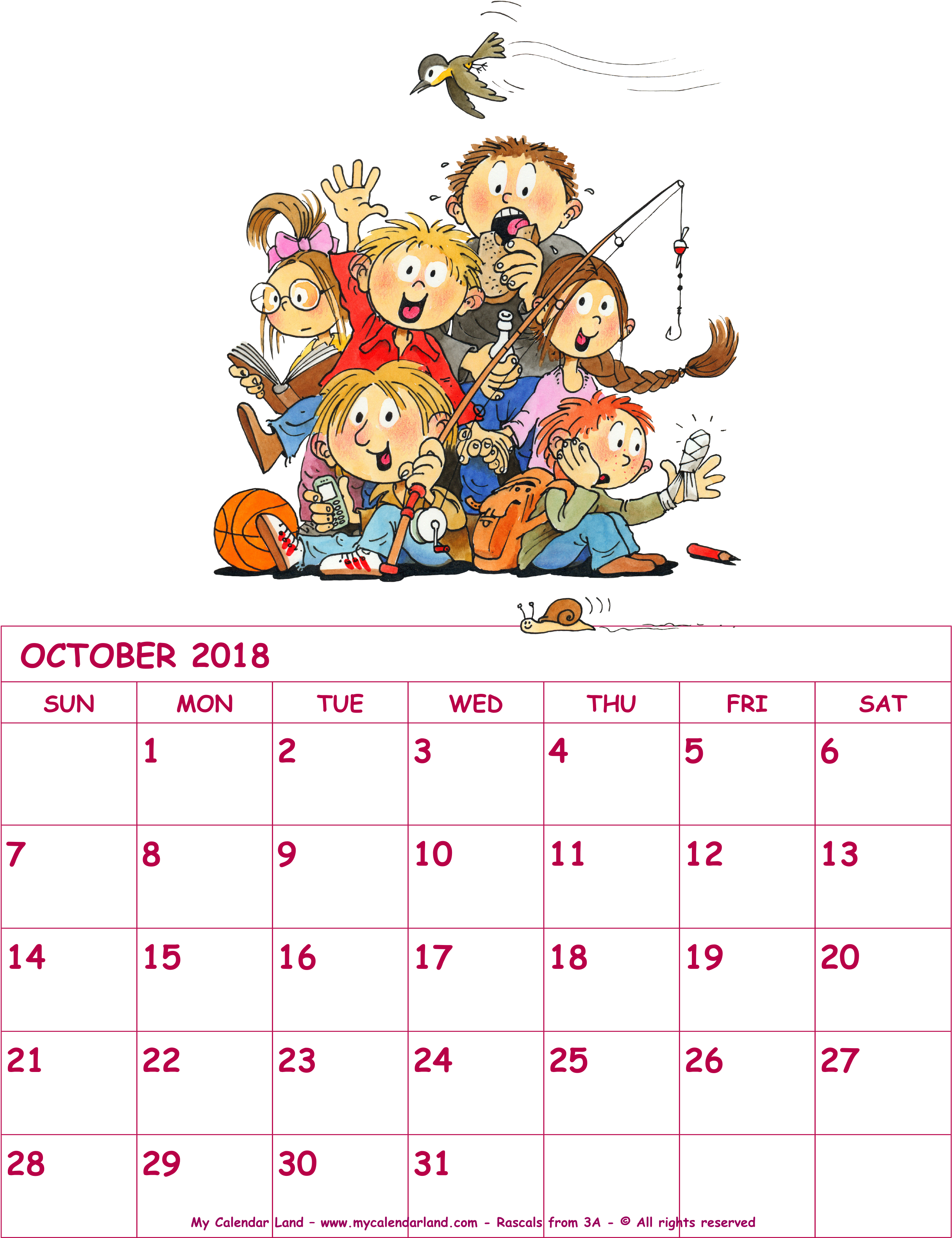 Blank Monthly Calendars For October - Halloween October 2018 Calendar (2550x3300), Png Download