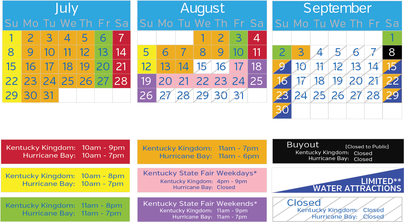 *to Enter Kentucky Kingdom And Hurricane Bay During - Kentucky Kingdom Schedule 2018 (1313x739), Png Download
