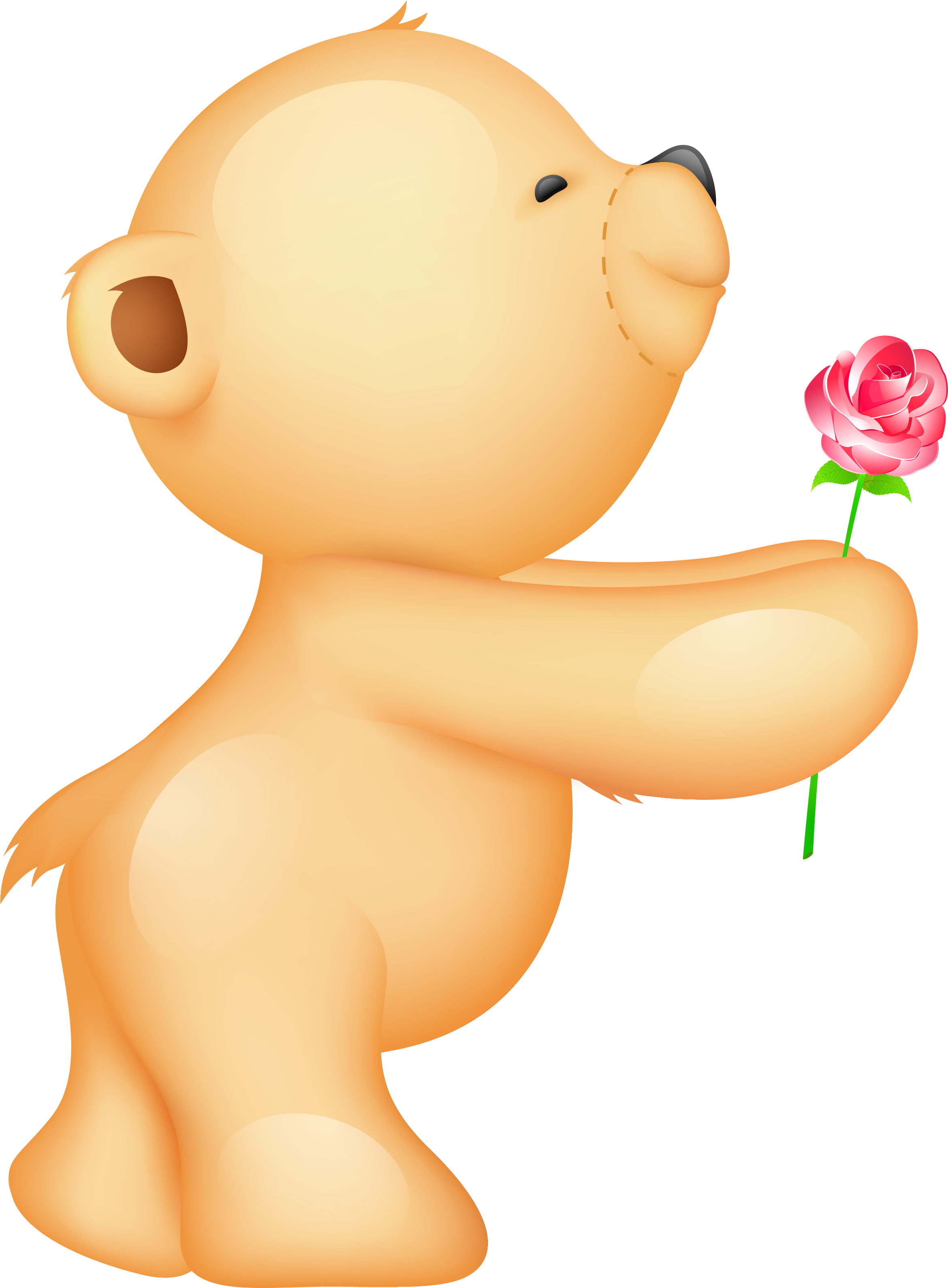 Cute Valentine Teddy With Rose Png Clipart Picture - Teddy Bear Holding A Rose (2440x3243), Png Download