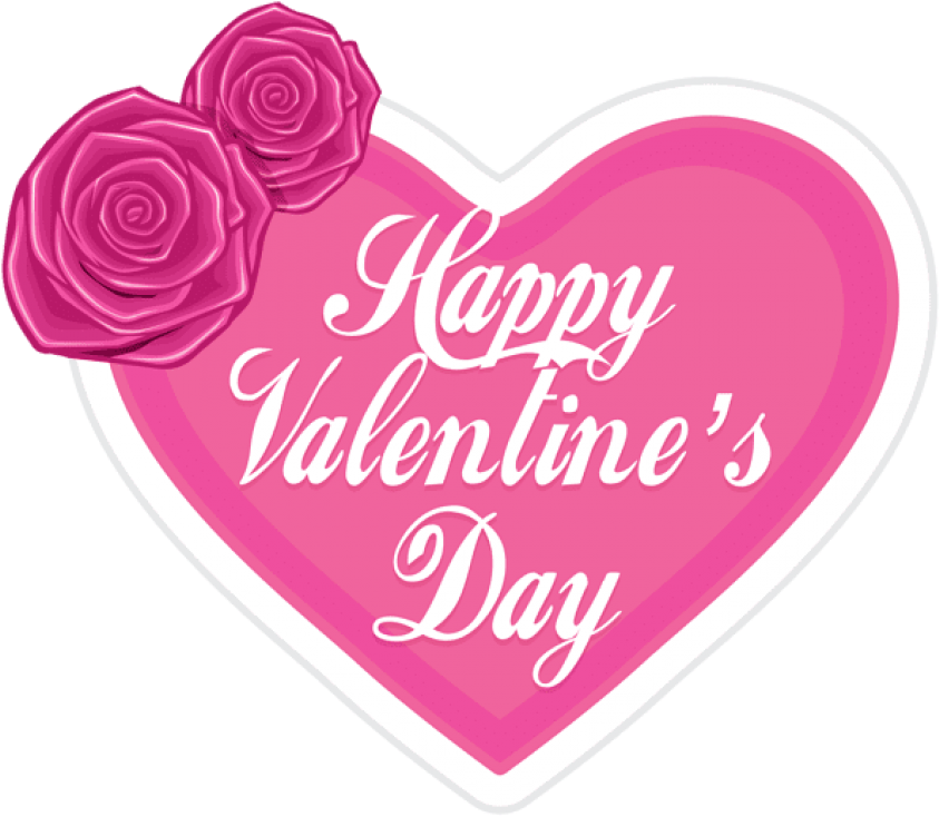 Happy Valentine's Day In Pink Heart Png - Happy Valentines Day Pink Heart (600x521), Png Download