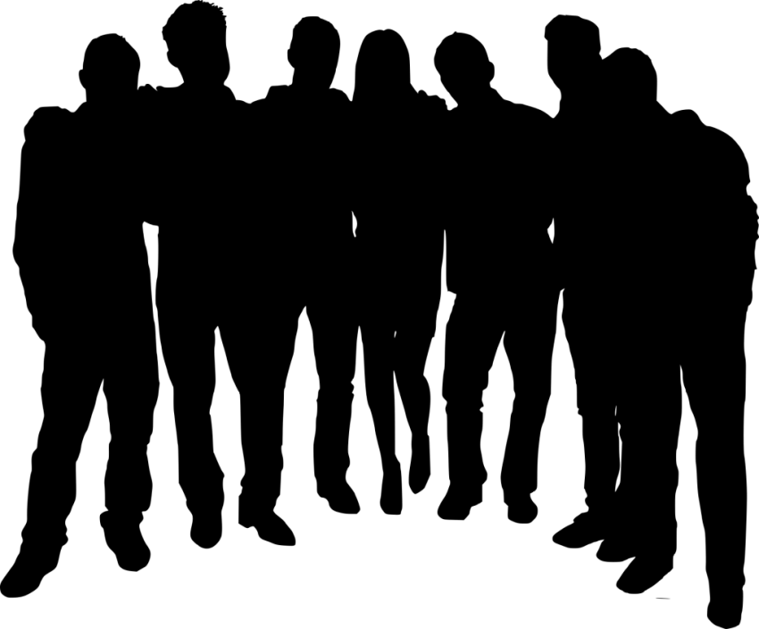 Free Png Group Photo Posing Silhouette Png Images Transparent - Group Of People Silhouette Transparent Background (850x704), Png Download
