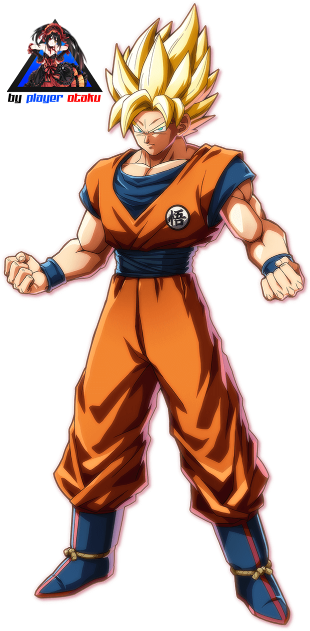 Dragon Ball Fighterz Goku Ssj Render Hd By Playerotaku - Dragon Ball Fighterz Goku (628x1270), Png Download
