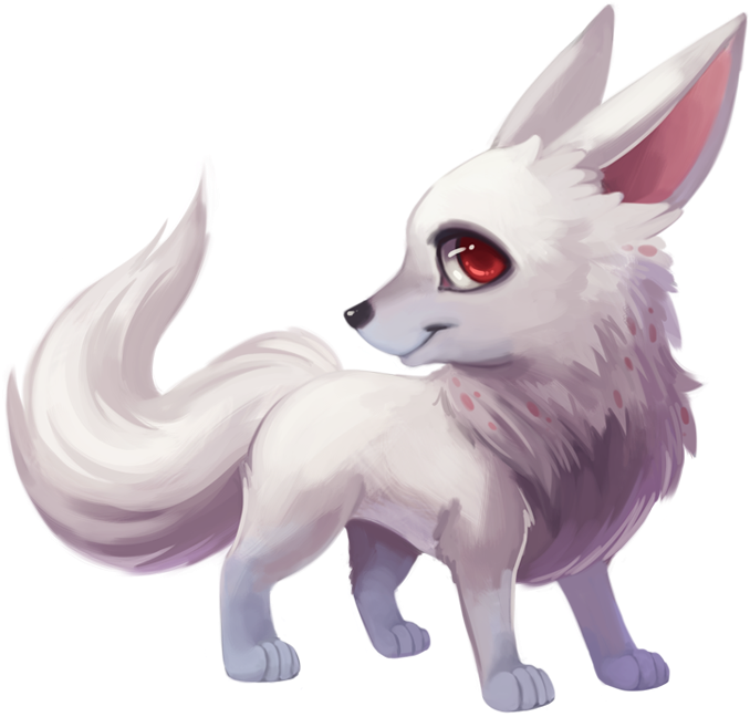 White Fox Transparent Background Png - Kawaii Arctic Wolf Drawing (750x706), Png Download