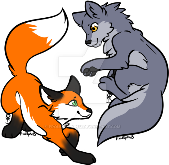 Fox Clipart Wolf - Fox And Wolf Clipart (600x618), Png Download