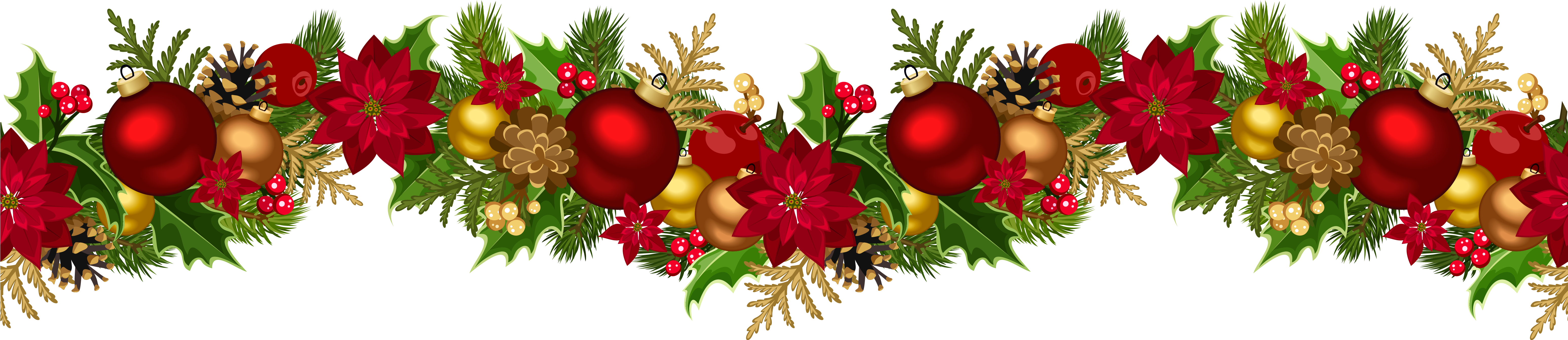 Christmas Decorative Garland Png Clip Art Image - Christmas Garland Png (6183x1466), Png Download