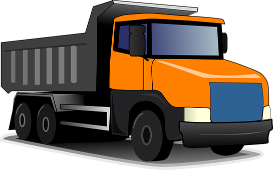 Truck Transportation Heavy Huge Orange Tru - Clipart Truck Png (545x340), Png Download